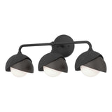 Hubbardton Forge 2022 Black Oil Rubbed Bronze Opal Glass (GG) Brooklyn 3-Light Double Shade Bath Sconce