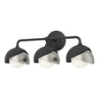 Hubbardton Forge 2022 Black Sterling Opal Glass (GG) Brooklyn 3-Light Double Shade Bath Sconce