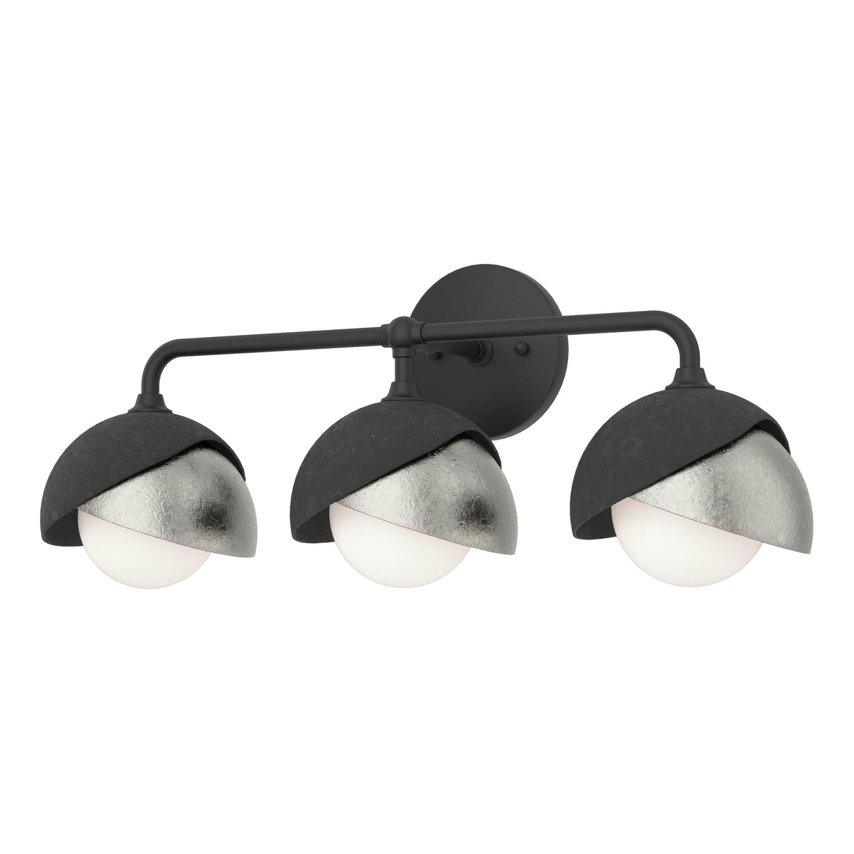 Hubbardton Forge 2022 Black Sterling Opal Glass (GG) Brooklyn 3-Light Double Shade Bath Sconce
