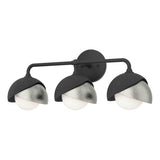 Hubbardton Forge 2022 Black Sterling Opal Glass (GG) Brooklyn 3-Light Double Shade Bath Sconce