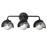 Hubbardton Forge 2022 Black Sterling Opal Glass (GG) Brooklyn 3-Light Double Shade Bath Sconce