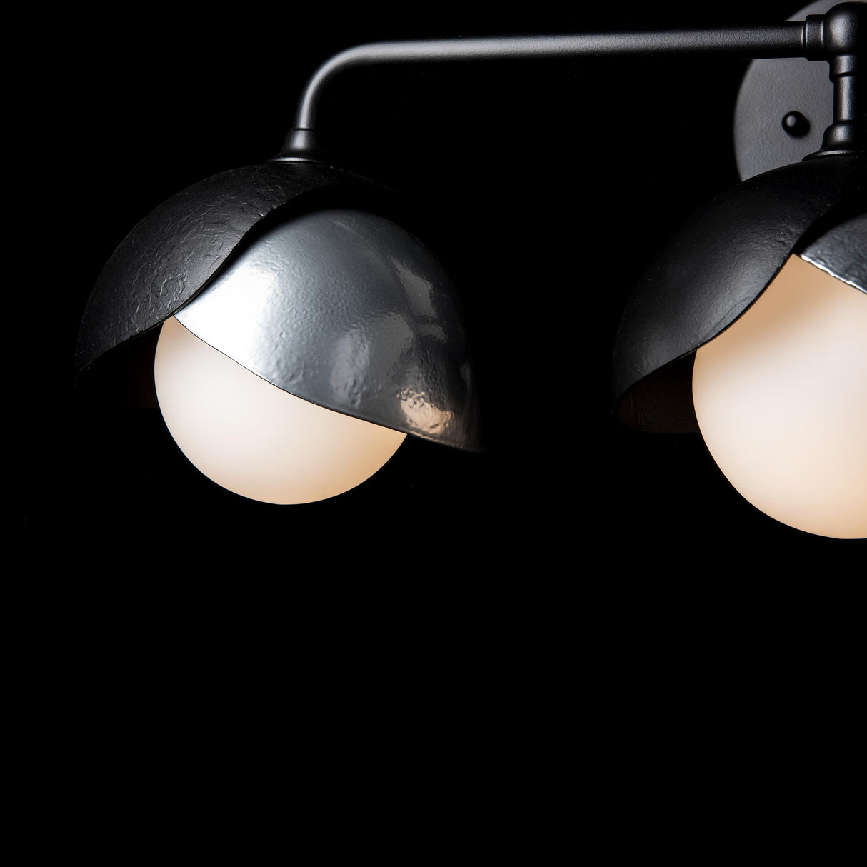 Hubbardton Forge 2022 Black Sterling Opal Glass (GG) Brooklyn 3-Light Double Shade Bath Sconce