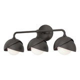Hubbardton Forge 2022 Oil Rubbed Bronze Oil Rubbed Bronze Opal Glass (GG) Brooklyn 3-Light Double Shade Bath Sconce