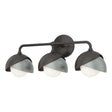 Hubbardton Forge 2022 Oil Rubbed Bronze Vintage Platinum Opal Glass (GG) Brooklyn 3-Light Double Shade Bath Sconce