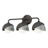 Hubbardton Forge 2022 Oil Rubbed Bronze Vintage Platinum Opal Glass (GG) Brooklyn 3-Light Double Shade Bath Sconce