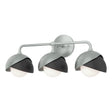 Hubbardton Forge 2022 Vintage Platinum Black Opal Glass (GG) Brooklyn 3-Light Double Shade Bath Sconce