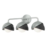 Hubbardton Forge 2022 Vintage Platinum Black Opal Glass (GG) Brooklyn 3-Light Double Shade Bath Sconce