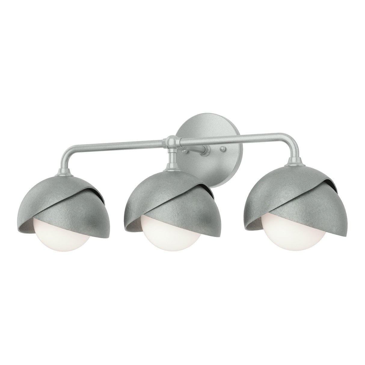 Hubbardton Forge 2022 Vintage Platinum Vintage Platinum Opal Glass (GG) Brooklyn 3-Light Double Shade Bath Sconce
