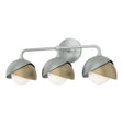 Hubbardton Forge 2022 Vintage Platinum Soft Gold Opal Glass (GG) Brooklyn 3-Light Double Shade Bath Sconce
