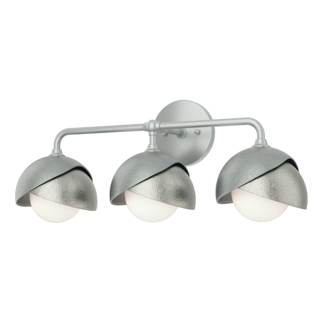 Hubbardton Forge 2022 Vintage Platinum Sterling Opal Glass (GG) Brooklyn 3-Light Double Shade Bath Sconce