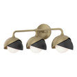 Hubbardton Forge 2022 Soft Gold Black Opal Glass (GG) Brooklyn 3-Light Double Shade Bath Sconce