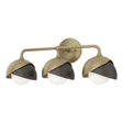Hubbardton Forge 2022 Soft Gold Oil Rubbed Bronze Opal Glass (GG) Brooklyn 3-Light Double Shade Bath Sconce