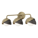 Hubbardton Forge 2022 Soft Gold Oil Rubbed Bronze Opal Glass (GG) Brooklyn 3-Light Double Shade Bath Sconce