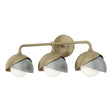 Hubbardton Forge 2022 Soft Gold Vintage Platinum Opal Glass (GG) Brooklyn 3-Light Double Shade Bath Sconce