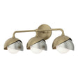 Hubbardton Forge 2022 Soft Gold Sterling Opal Glass (GG) Brooklyn 3-Light Double Shade Bath Sconce