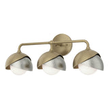 Hubbardton Forge 2022 Soft Gold Sterling Opal Glass (GG) Brooklyn 3-Light Double Shade Bath Sconce