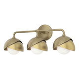 Hubbardton Forge 2022 Soft Gold Modern Brass Opal Glass (GG) Brooklyn 3-Light Double Shade Bath Sconce