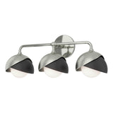 Hubbardton Forge 2022 Sterling Black Opal Glass (GG) Brooklyn 3-Light Double Shade Bath Sconce
