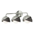 Hubbardton Forge 2022 Sterling Oil Rubbed Bronze Opal Glass (GG) Brooklyn 3-Light Double Shade Bath Sconce
