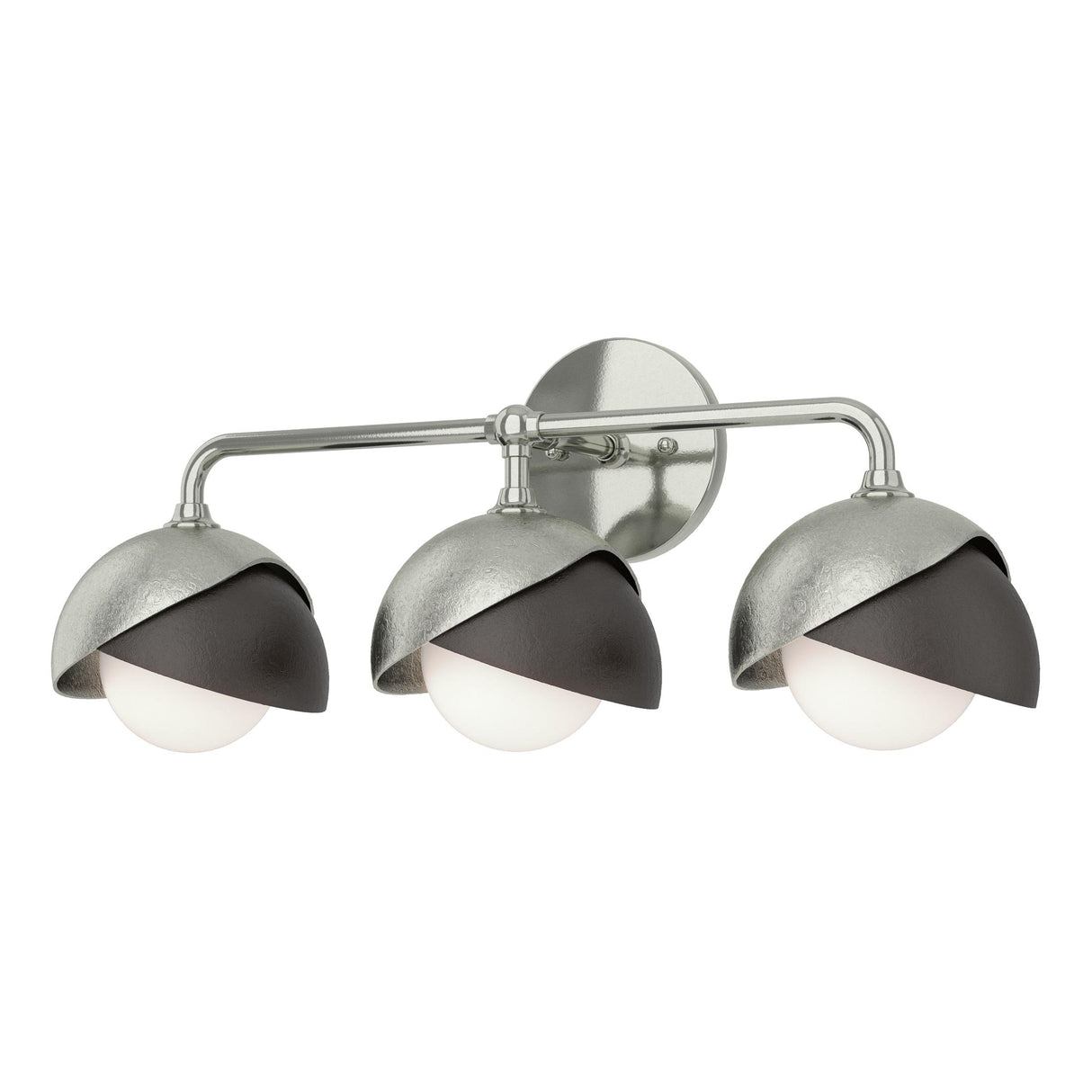Hubbardton Forge 2022 Sterling Oil Rubbed Bronze Opal Glass (GG) Brooklyn 3-Light Double Shade Bath Sconce