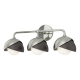 Hubbardton Forge 2022 Sterling Oil Rubbed Bronze Opal Glass (GG) Brooklyn 3-Light Double Shade Bath Sconce