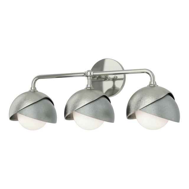 Hubbardton Forge 2022 Sterling Vintage Platinum Opal Glass (GG) Brooklyn 3-Light Double Shade Bath Sconce