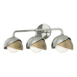 Hubbardton Forge 2022 Sterling Soft Gold Opal Glass (GG) Brooklyn 3-Light Double Shade Bath Sconce