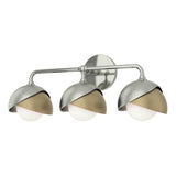 Hubbardton Forge 2022 Sterling Soft Gold Opal Glass (GG) Brooklyn 3-Light Double Shade Bath Sconce