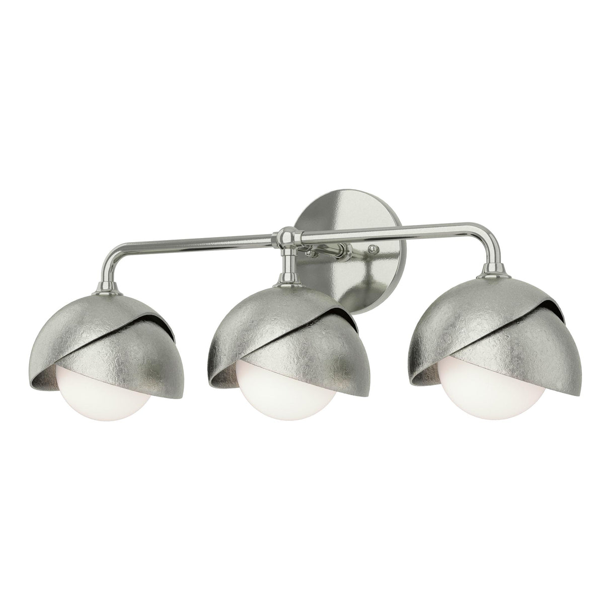 Hubbardton Forge 2022 Sterling Sterling Opal Glass (GG) Brooklyn 3-Light Double Shade Bath Sconce