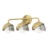 Hubbardton Forge 2022 Modern Brass Sterling Opal Glass (GG) Brooklyn 3-Light Double Shade Bath Sconce