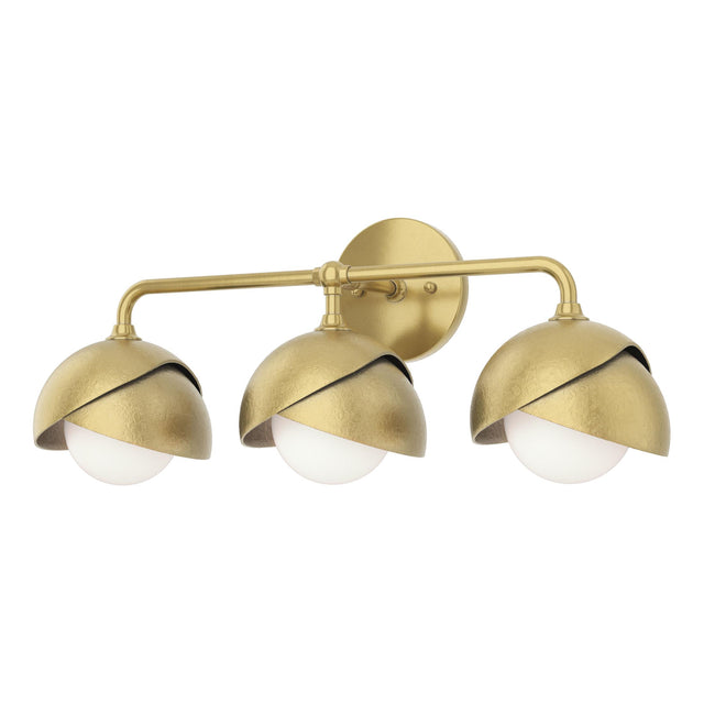 Hubbardton Forge 2022 Modern Brass Modern Brass Opal Glass (GG) Brooklyn 3-Light Double Shade Bath Sconce