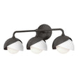 Hubbardton Forge 2022 Oil Rubbed Bronze White Opal Glass (GG) Brooklyn 3-Light Double Shade Bath Sconce