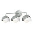 Hubbardton Forge 2022 Vintage Platinum White Opal Glass (GG) Brooklyn 3-Light Double Shade Bath Sconce