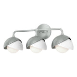 Hubbardton Forge 2022 Vintage Platinum White Opal Glass (GG) Brooklyn 3-Light Double Shade Bath Sconce