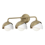 Hubbardton Forge 2022 Soft Gold White Opal Glass (GG) Brooklyn 3-Light Double Shade Bath Sconce
