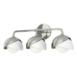 Hubbardton Forge 2022 Sterling White Opal Glass (GG) Brooklyn 3-Light Double Shade Bath Sconce