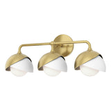 Hubbardton Forge 2022 Modern Brass White Opal Glass (GG) Brooklyn 3-Light Double Shade Bath Sconce
