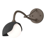 Hubbardton Forge 2022 Bronze Black Opal Glass (GG) Brooklyn 1-Light Single Shade Long-Arm Sconce