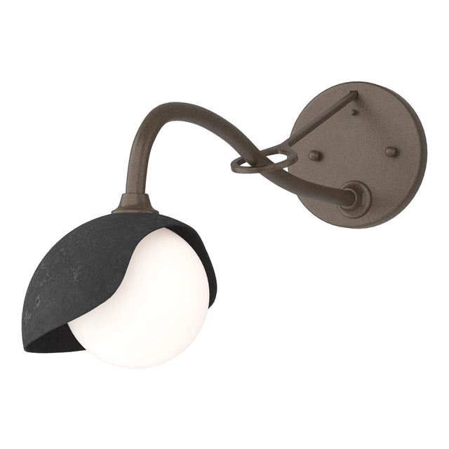 Hubbardton Forge 2022 Bronze Black Opal Glass (GG) Brooklyn 1-Light Single Shade Long-Arm Sconce