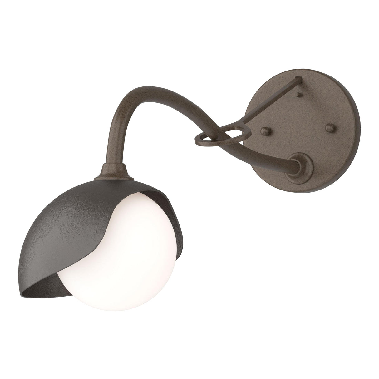 Hubbardton Forge 2022 Bronze Oil Rubbed Bronze Opal Glass (GG) Brooklyn 1-Light Single Shade Long-Arm Sconce