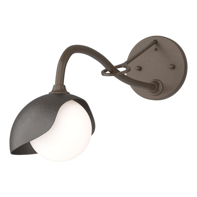 Hubbardton Forge 2022 Bronze Oil Rubbed Bronze Opal Glass (GG) Brooklyn 1-Light Single Shade Long-Arm Sconce
