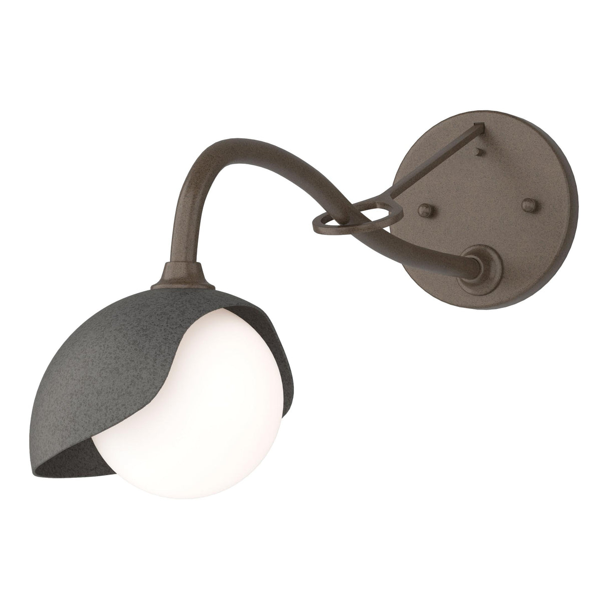 Hubbardton Forge 2022 Bronze Natural Iron Opal Glass (GG) Brooklyn 1-Light Single Shade Long-Arm Sconce