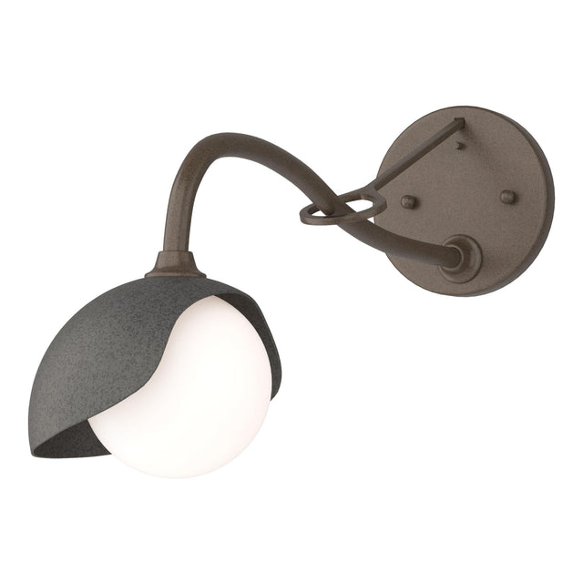Hubbardton Forge 2022 Bronze Natural Iron Opal Glass (GG) Brooklyn 1-Light Single Shade Long-Arm Sconce