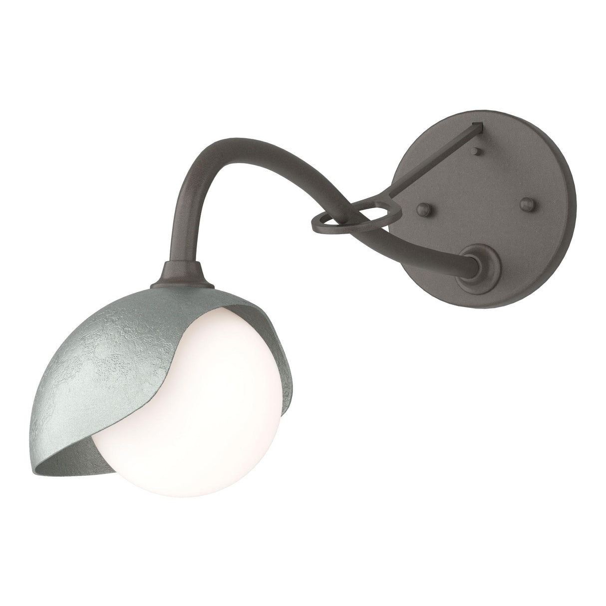 Hubbardton Forge 2022 Dark Smoke Vintage Platinum Opal Glass (GG) Brooklyn 1-Light Single Shade Long-Arm Sconce