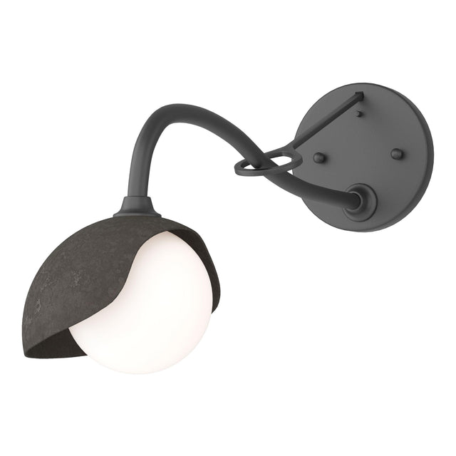 Hubbardton Forge 2022 Black Dark Smoke Opal Glass (GG) Brooklyn 1-Light Single Shade Long-Arm Sconce
