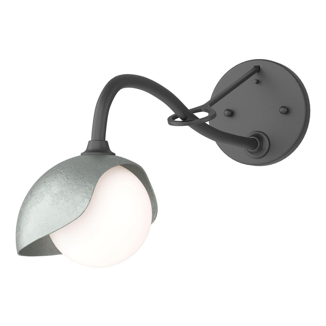 Hubbardton Forge 2022 Black Vintage Platinum Opal Glass (GG) Brooklyn 1-Light Single Shade Long-Arm Sconce