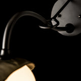 Hubbardton Forge 2022 Black Modern Brass Opal Glass (GG) Brooklyn 1-Light Single Shade Long-Arm Sconce