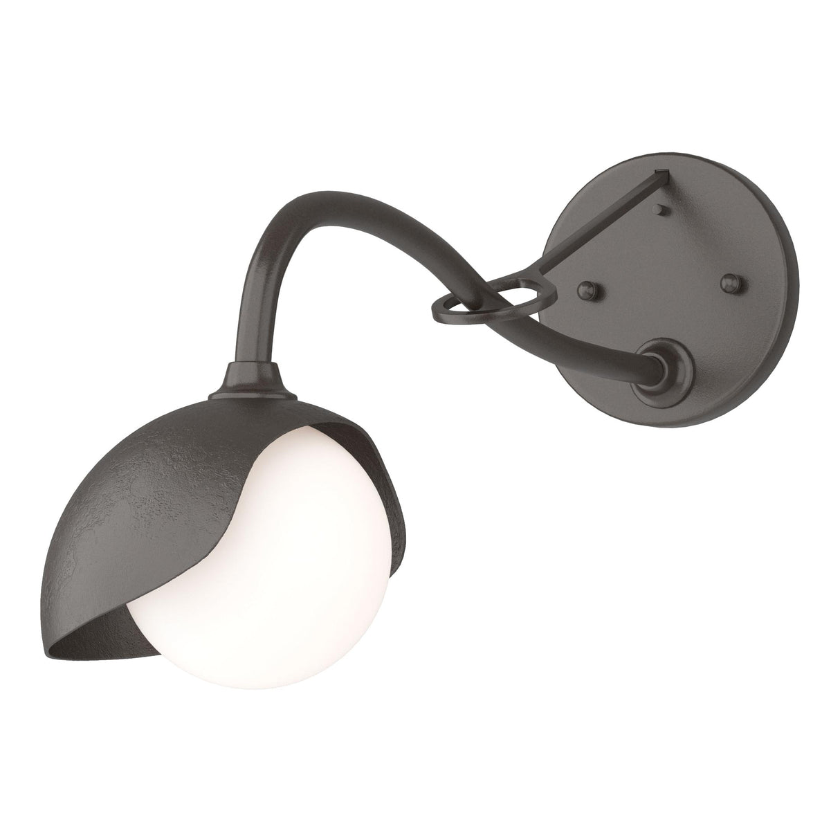 Hubbardton Forge 2022 Oil Rubbed Bronze Oil Rubbed Bronze Opal Glass (GG) Brooklyn 1-Light Single Shade Long-Arm Sconce