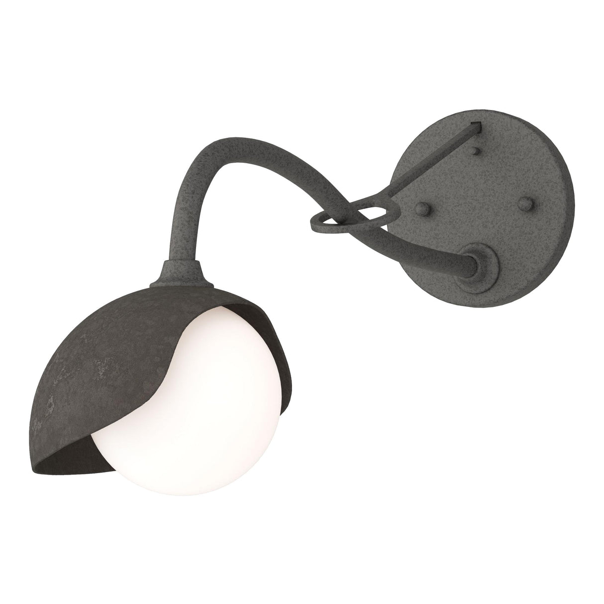 Hubbardton Forge 2022 Natural Iron Dark Smoke Opal Glass (GG) Brooklyn 1-Light Single Shade Long-Arm Sconce