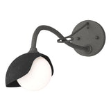 Hubbardton Forge 2022 Natural Iron Black Opal Glass (GG) Brooklyn 1-Light Single Shade Long-Arm Sconce